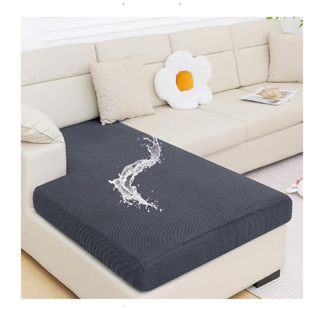 Waterproof SofaCouch Cushion Cover Stretch Jacquard Elastic Bottom CHAISE - GRAY
